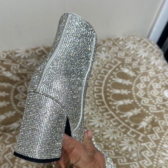 A New Day Silver Heeled Boots with Shimmering Rhinestones - Picture 6 of 16